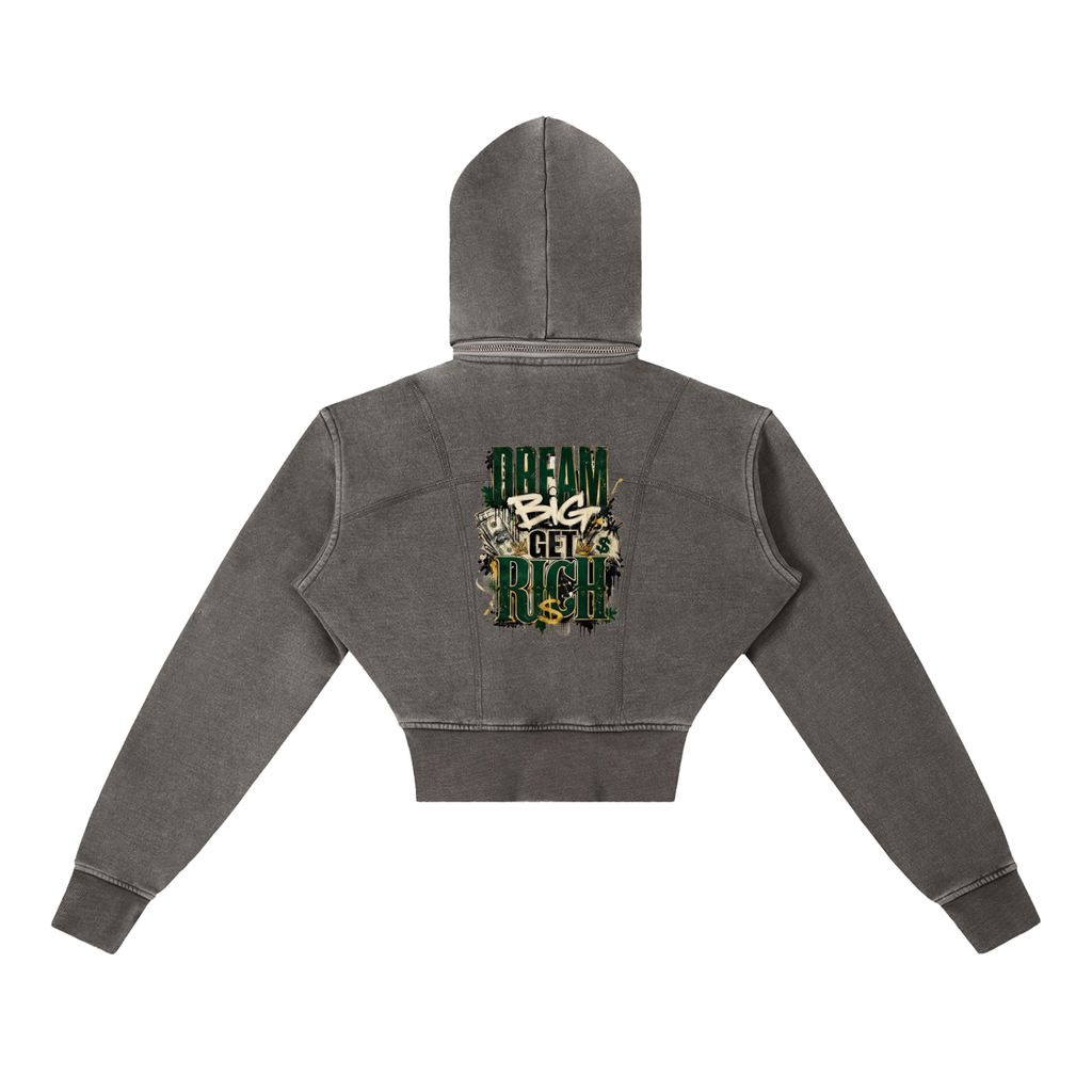 Vintage Washed Cropped Fleece-Hoodie