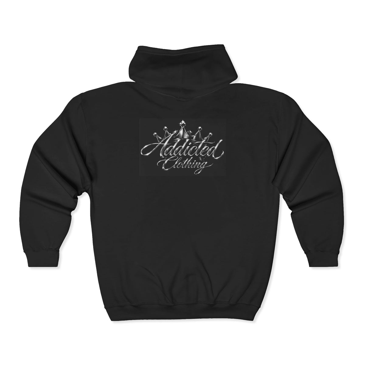 Monogram AC Metallic Zip Hoodie — Sleek Silver Initials Pullover
