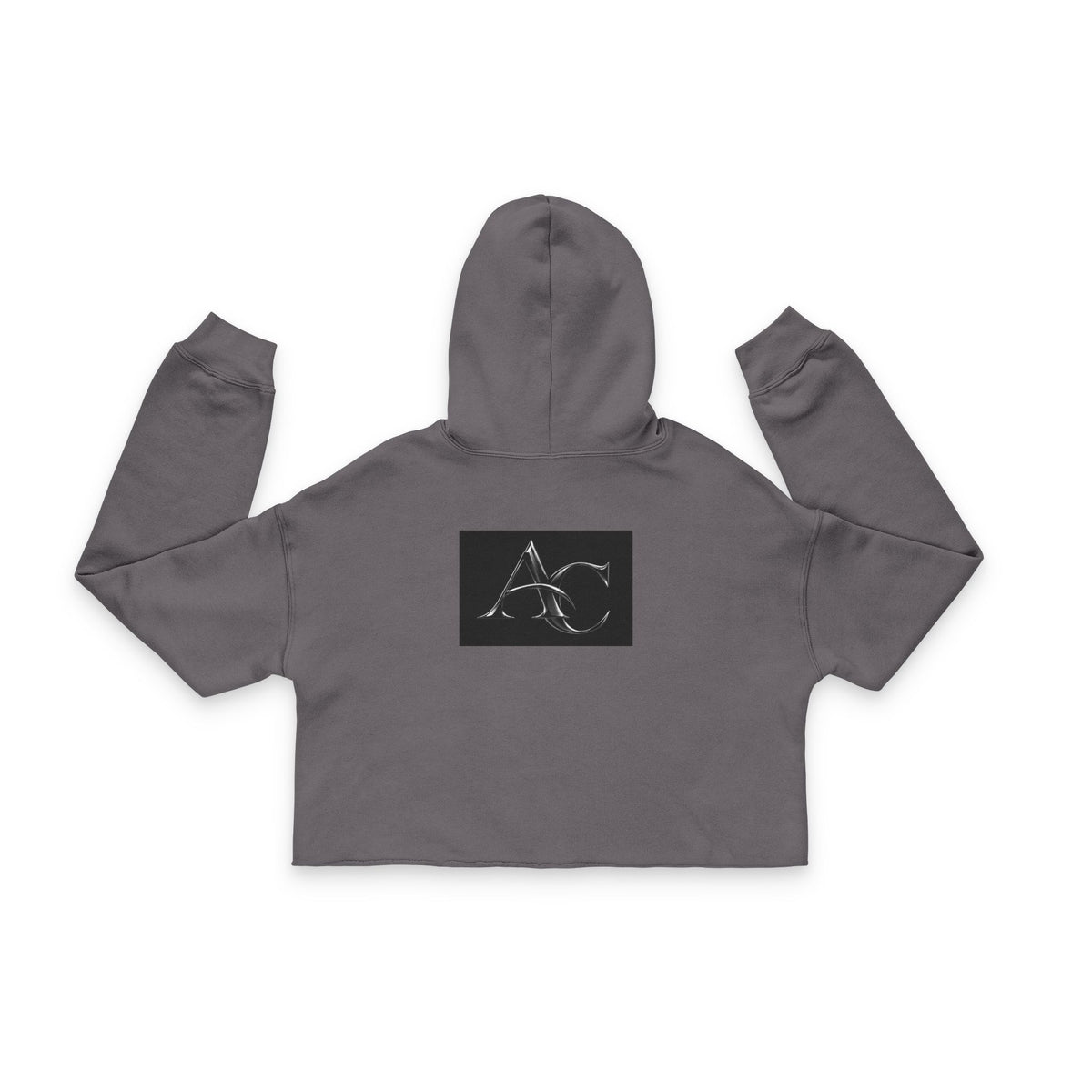 Cropped Hoodie — Metallic Monogram 'AG' Gothic Crest Graphic