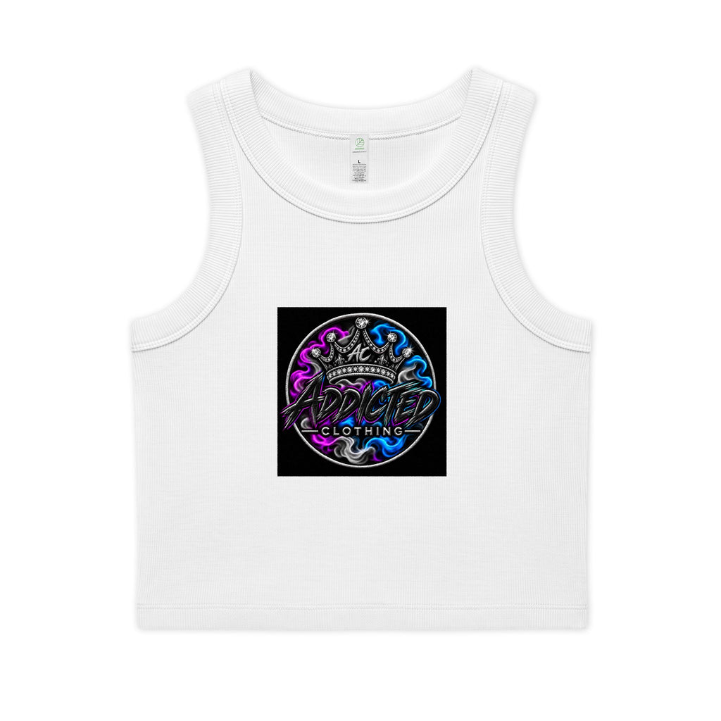 AC Logo Organic Rib Crop Tank — Metallic Holographic Emblem