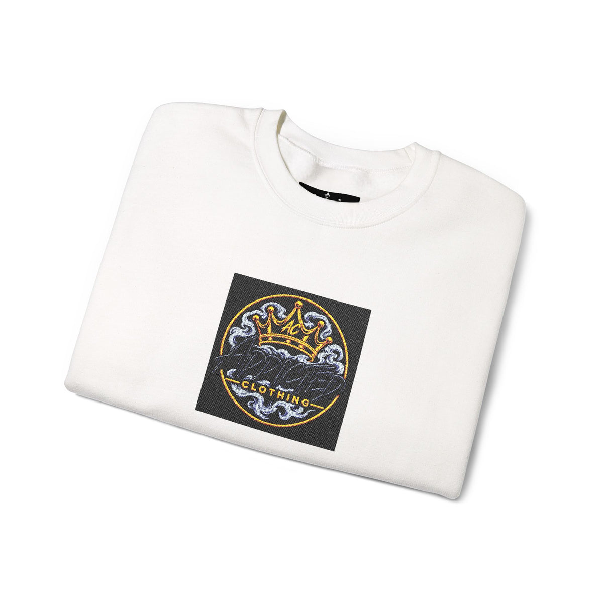 Celestial Crest Crewneck Sweatshirt — Gold Moon & Stars Graphic