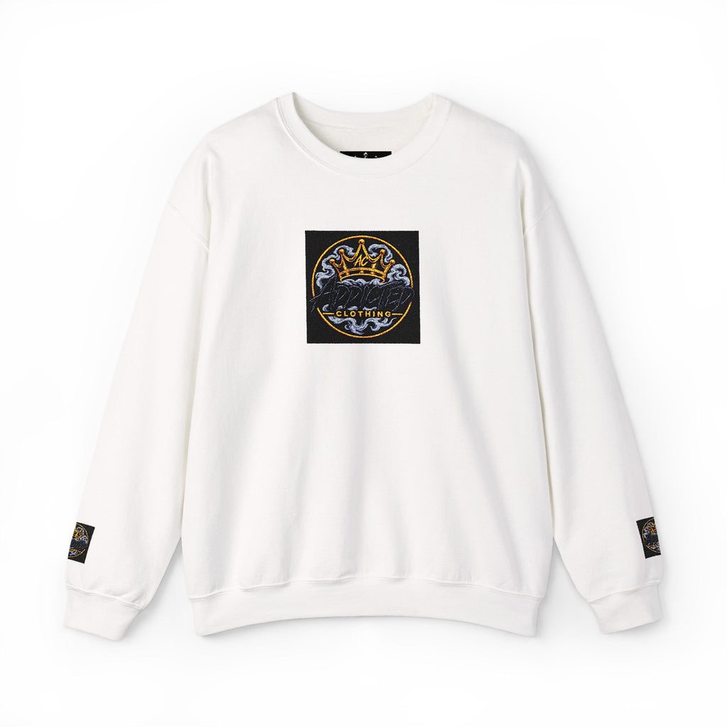 Celestial Crest Crewneck Sweatshirt — Gold Moon & Stars Graphic