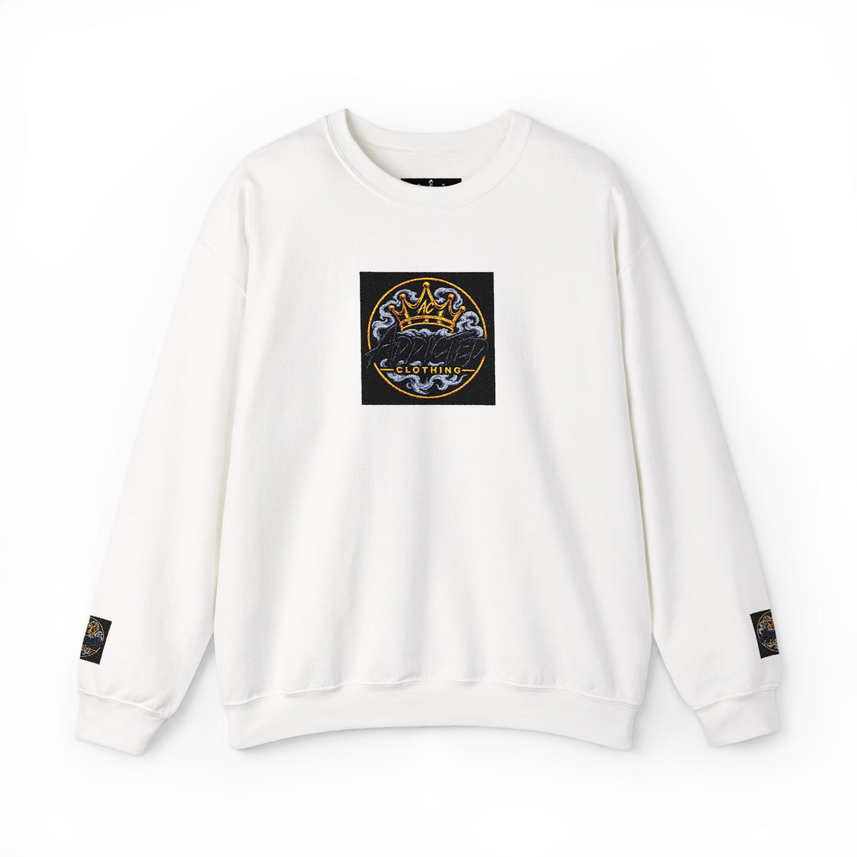 Celestial Crest Crewneck Sweatshirt — Gold Moon & Stars Graphic