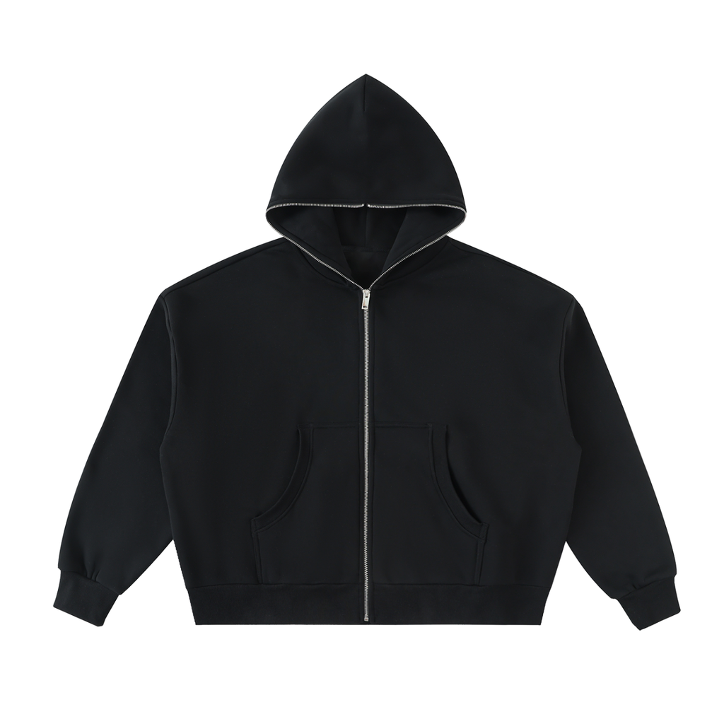 Sweat à capuche zippé coupe droite en molleton