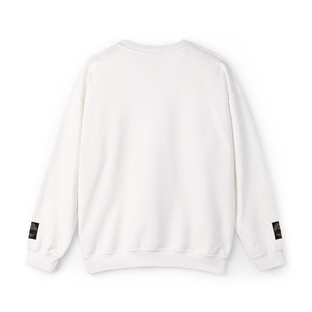 Celestial Crest Crewneck Sweatshirt — Gold Moon & Stars Graphic
