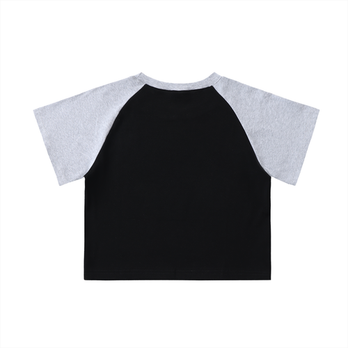 Color-Blocked Raglan Sleeve Crop Top