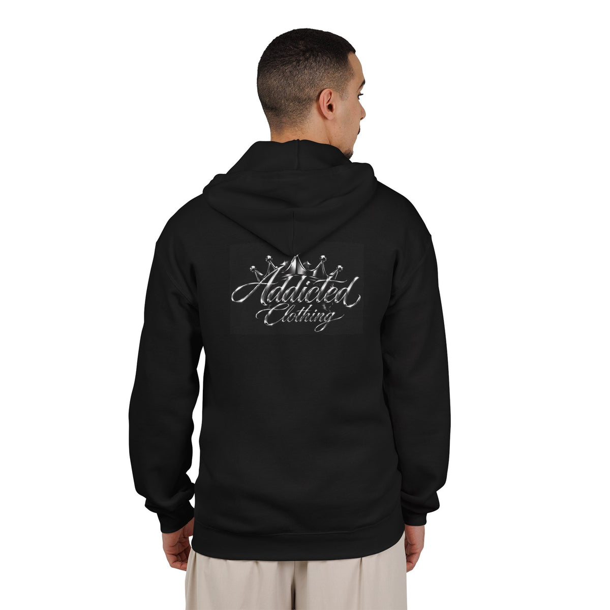Monogram AC Metallic Zip Hoodie — Sleek Silver Initials Pullover