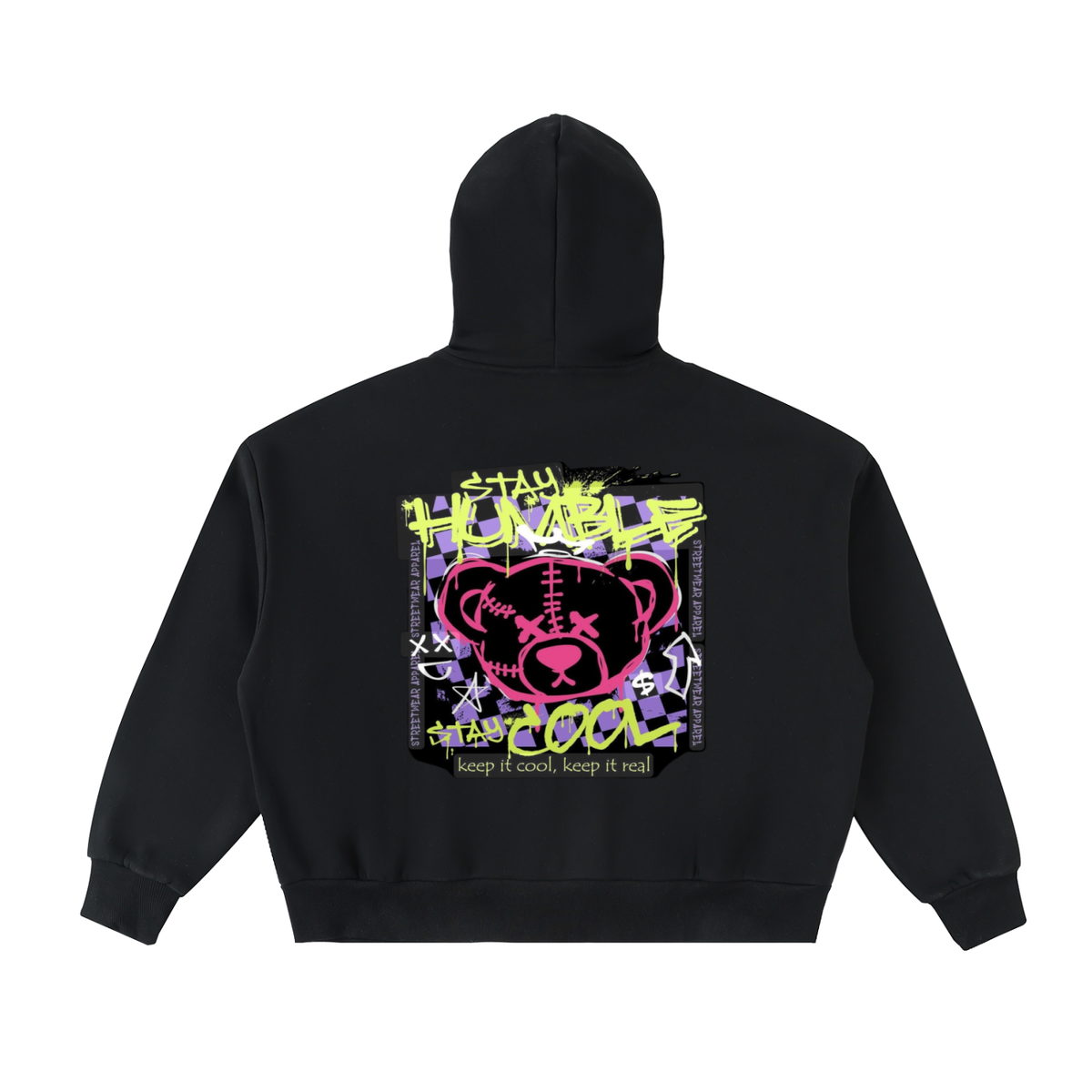 Boxy Hoodie aus Fleece mit durchgehendem Reißverschluss