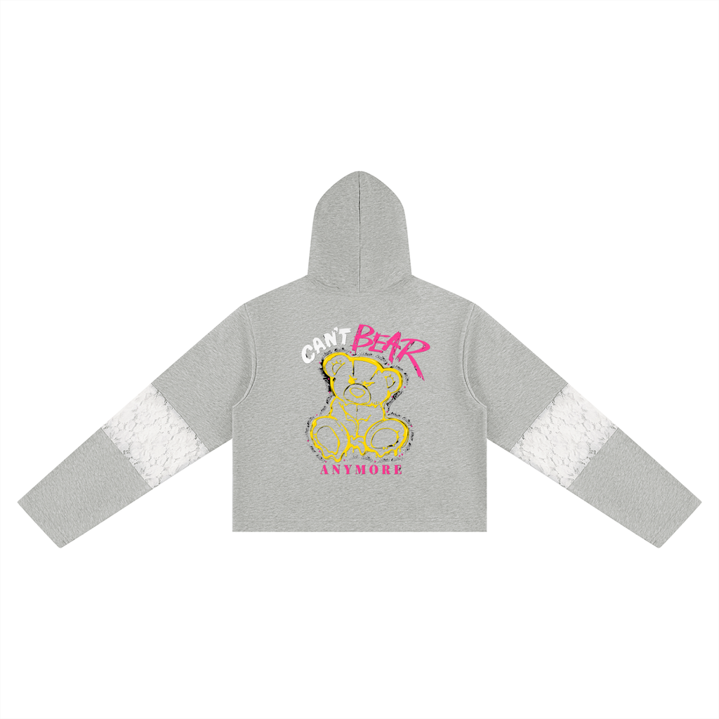Kurzer Damen-Hoodie mit Spitzenbesatz