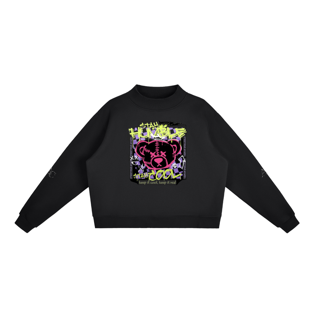 Essential Fleece Mock-Neck Crew Sweatshirt