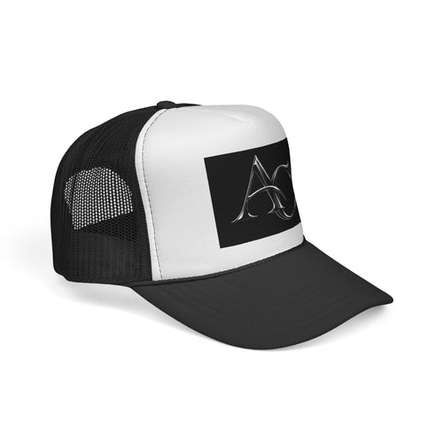 AC Monogram Trucker Cap - Vintage Silver Initials Embroidered Mesh Hat