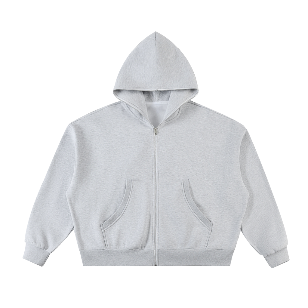 Boxy Hoodie aus Fleece mit durchgehendem Reißverschluss