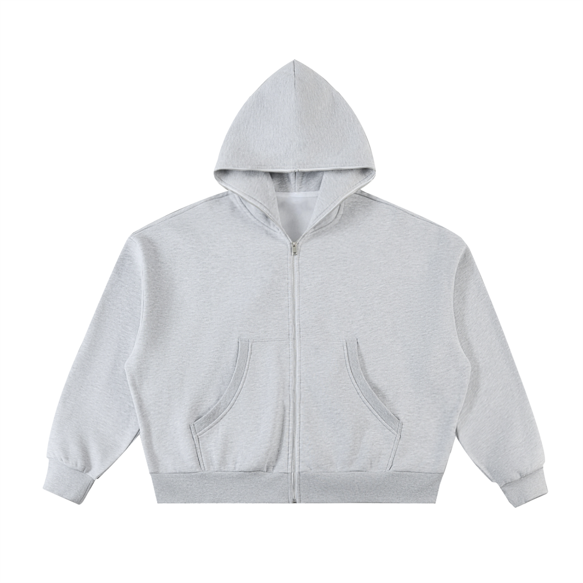 Boxy Hoodie aus Fleece mit durchgehendem Reißverschluss