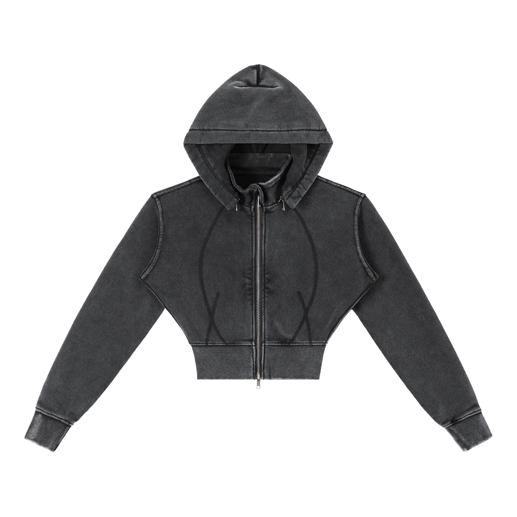 Vintage Washed Cropped Fleece-Hoodie