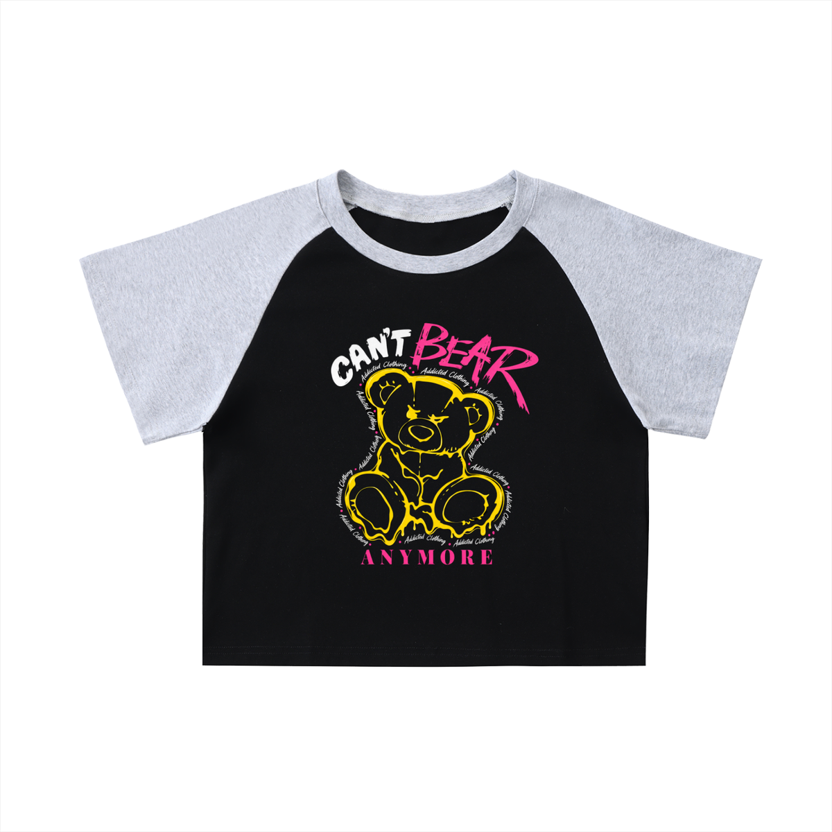 Color-Blocked Raglan Sleeve Crop Top
