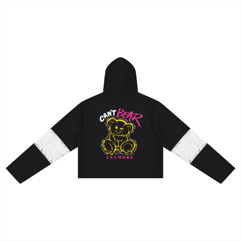 Kurzer Damen-Hoodie mit Spitzenbesatz