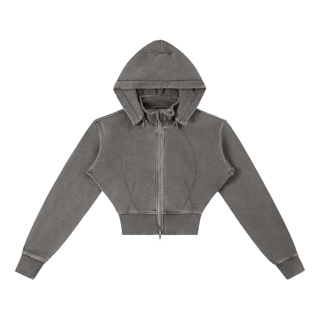 Vintage Washed Cropped Fleece-Hoodie