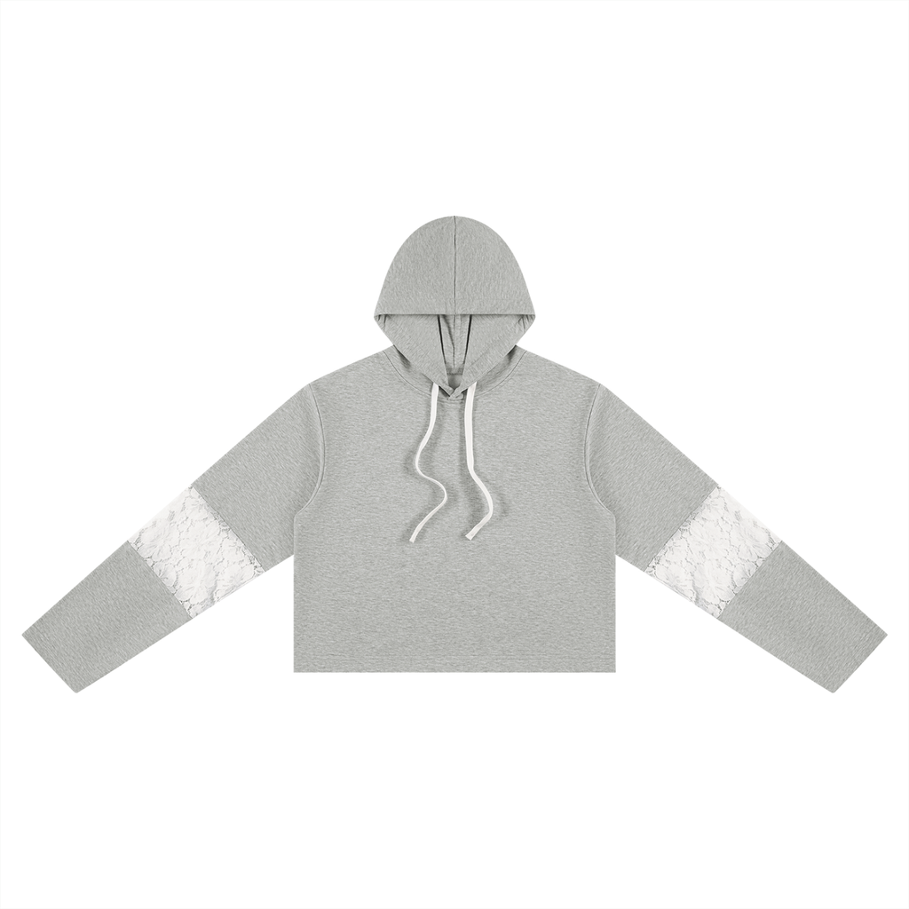 Kurzer Damen-Hoodie mit Spitzenbesatz