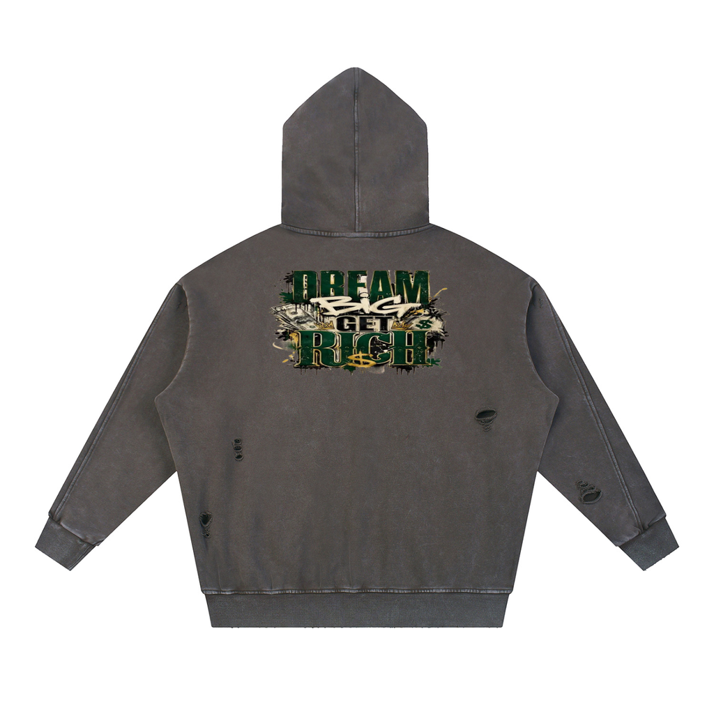 Snow-Washed Distressed Panel-Taschen-Hoodie
